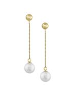 Effy 14k Yellow Gold & 7mm White Pearl Drop Earrings