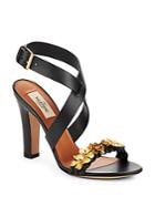 Valentino Floral Leather Open Toe Sandals
