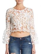 Alexis Vito Sheer Lace Bell-sleeve Blouse