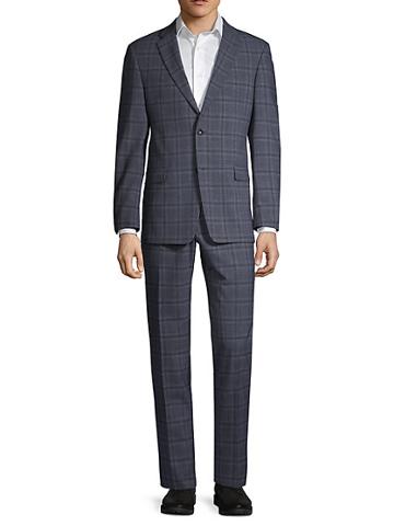 Tommy Hilfiger Regular Stretch-fit Windowpane Wool-blend Suit