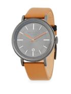 Ted Baker London Stainless Steel Quartz Leather Strap Watch