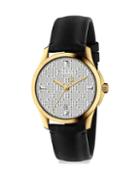 Gucci G-timeless Goldtone Pvd & Leather Strap Watch