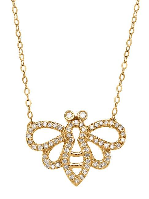 Saks Fifth Avenue 14k Yellow Gold Diamond Bee Necklace