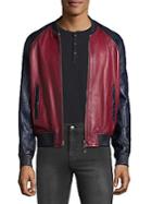 Dsquared2 Colorblock Leather Bomber Jacket