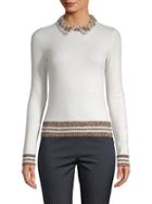 Valentino Collared Striped Cashmere Sweater