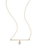 Saks Fifth Avenue Diamond & 14k Yellow Gold Heart Bar Pendant Necklace