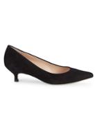 Stuart Weitzman Poco Kitten-heel Suede Pumps