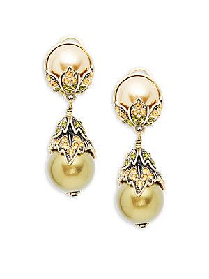 Heidi Daus Gold Pearl Drop Earrings
