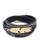 Panacea Leather & Crystal Wrap Bracelet
