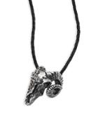 King Baby Studio Sterling Silver Ram Skull Pendant Leather Necklace