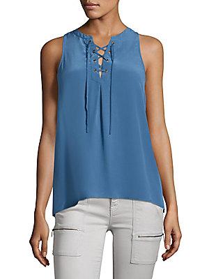 Joie Deasia Lace-up Silk Tank Top