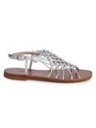 Stuart Weitzman Seaside Metallic Leather Gladiator Sandals
