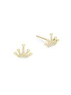 Casa Reale Diamond And 14k Yellow Gold Crown Stud Earrings