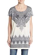 Saks Fifth Avenue Blue Placed-print Oversize Top