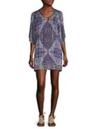 Joie Hadiya Lace-up Tile-print Silk Dress