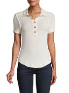 Free People Ruffle-trimmed Cotton-blend Polo