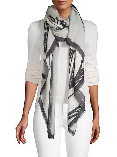 Burberry Printed Frayed Cashmere Scarf