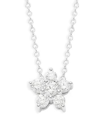 Kwiat 18k White Gold & Diamond Flower Pendant Necklace