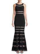 Js Collections Sheer Striped Floor-length Gown