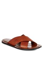 Saks Fifth Avenue Textured Leather Slide Sandals