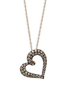 Le Vian Brown Diamond & 14k Rose Gold Heart Pendant Necklace