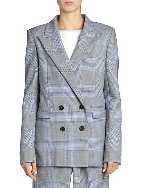 Roland Mouret Plaid Double-breasted Blazer