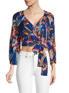 Red Carter Floral Cropped Wrap Top