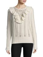 Nightcap Clothing Ruffled Lace-accented Sweater