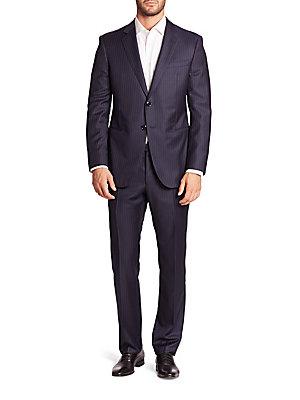 Armani Collezioni Pinstriped Silk Two-button Suit