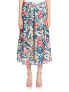 Haute Hippie Floral-print Silk Midi Skirt