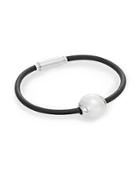 Majorica 12mm White Baroque Pearl Leather Bracelet