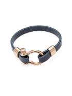 Jean Claude Dark Blue Leather And Stainless Steel Bracelet