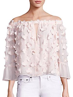 Alice Mccall Love Conquer 3d Flower Off-the-shoulder Top