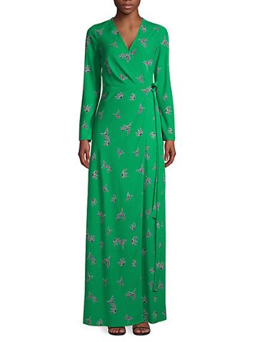 Diane Von Furstenberg Bird-print Maxi Wrap Dress