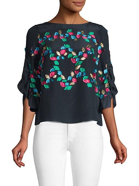 Peter Pilotto Embroidered Ruffle Blouse