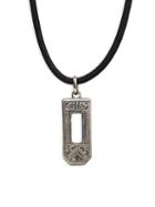 Herm S Vintage Stainless Steel & Leather Cord Pendant Necklace