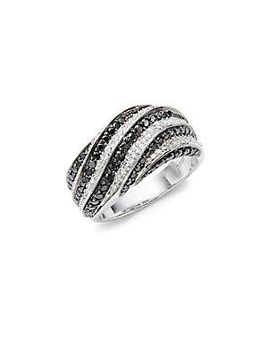 Effy Diamond & 18k White Gold Studded Ring