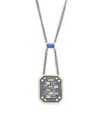 Freida Rothman Modern Mosaic Crystal And Sterling Silver Pendant Necklace