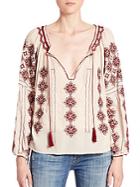 Love Sam Embroidered Peasant Top