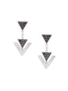Casa Reale 14k White Gold & Diamond V Triangle Earrings