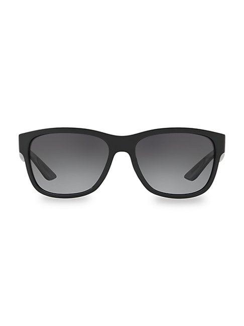 Prada 57mm Linea Rossa Rectangle Sunglasses