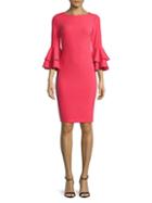Calvin Klein Collection Tiered Bell-sleeve Sheath Dress