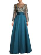 Marchesa Notte Embroidered Floral Ball Gown