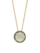 Suzanne Kalan 14k Gold Chalcedony & Diamond Round Pendant Necklace