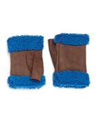 Saks Fifth Avenue Fingerless Shearling-trimmed Leather Gloves