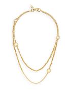 Diane Von Furstenberg Metal Chain Links Woven Two-row Necklace