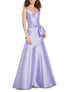 Theia Bow-front Satin Gown