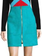 Diane Von Furstenberg Suede Patch-pocket Mini Skirt