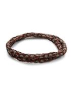 Tateossian Stainless Steel & Leather Double-wrap Bracelet