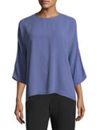 Eileen Fisher Three Quarter-sleeve Silk Top